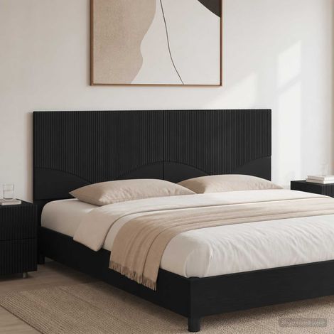 vidaXL Cabecero montada en la pared HOORN Negro Madera de ingeniería (1/5)