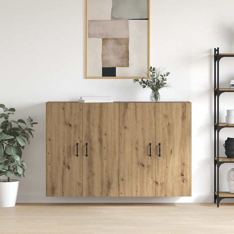 Armoire Murale 2 pcs-Armoire suspendue-Meuble de rangement murale Chêne artisanal 69,5 x 34 x 90 cm 188577 (1/5)