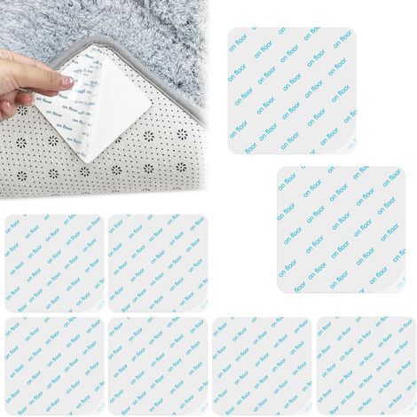 almohadillas antideslizantes blancas y reutilizables para alfombras, que mantienen las alfombras en su lugar en toda la casa. (1/5)