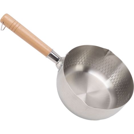Casserole antiadhésive en acier inoxydable de 20 cm, idéale pour les nouilles japonaises, le lait et les plats mijotés. Poignée en bois. Parfaite pour le poulet frit, les légumes, les soupes et autres (1/5)