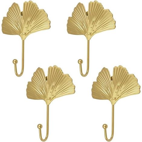 Dekorative Eisenhaken in Form von Ginkgoblättern, Wandhaken in Ginkgoblattform, moderner Schlüsselanhänger, einzinkige goldene Wandhaken für Hüte, Dekoration (1/4)