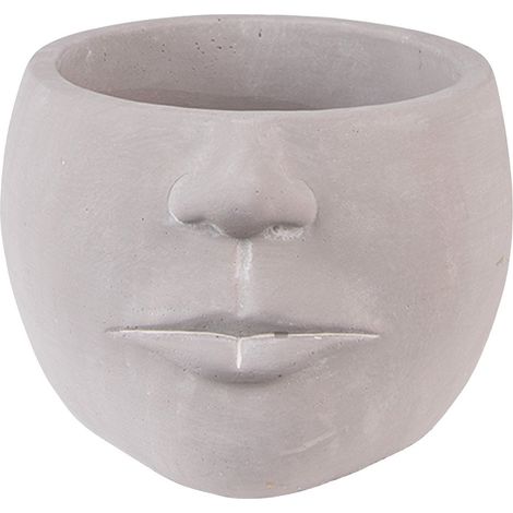 Pot de fleurs design visage en pierre grise 17 x 15 x 10 cm pour décoration intérieure - PANGIVO (1/3)