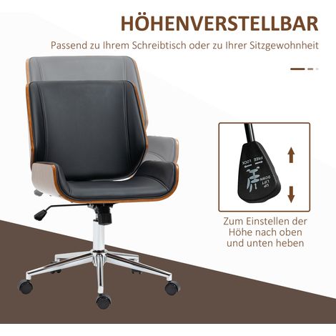 Fauteuil de bureau inclinable, siège informatique réglable en hauteur, noir et argent (1/5)
