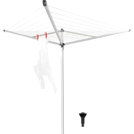 Séchoir Rotatif Essential - Etendoir Linge Extérieur - Antidérapantes - Résistantes aux UV, 30 m - Ouverture Facile - Compatible avec Les Cintres - Gris Métallique - ø 271cm (1/5)