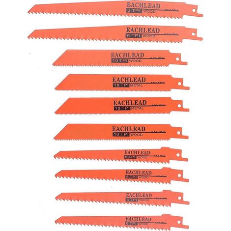 10-teiliges Säbelsägeblatt-Set aus HSS-Stahl für Metall, Holz und Kunststoff, orange