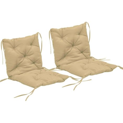 Set di 2 cuscini per sedia 98 x 50 x 8 cm con lacci, rivestimento in poliestere, khaki (1/4)