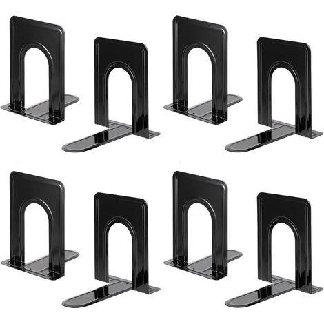 Lot de 4 paires de serre-livres en métal noir antidérapants design en T (1/5)