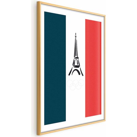 Poster - Grafica della Torre Eiffel sullo sfondo della bandiera francese