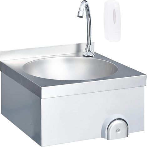 vidaXL Fregadero lavamanos con grifo y dispensador de jabón acero inox (1/2)