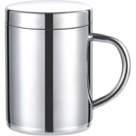 Tasse à thé isotherme de voyage en acier inoxydable à double paroi avec couvercle (1/5)