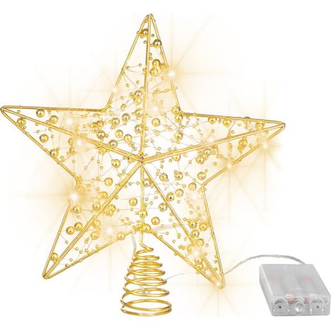 Weihnachtsstern MagicHome, Kunststoff, Timer, 10xLED warmweiß, 25 cm, 2xAA (1/3)