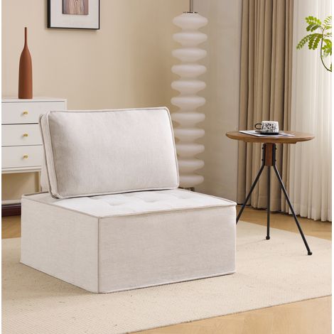 divano modulare compatto in lino e compensato OKMYHOME (1/5)