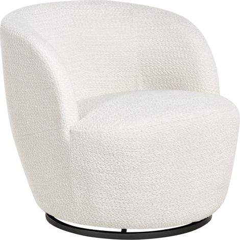 Sillón giratorio moderno con tapizado de chenilla reposabrazos y asiento ancho salón blanco crema Kuolpa
