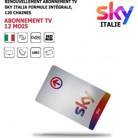 Renouvellement Abonnement Tv Sky Italia Formule Intégrale 12 mois, 120 Chaines, HD, Via Satellite Host Hotbird 13°Est (1/4)