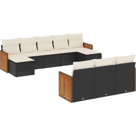 Maison Exclusive - Set de sofás de jardín 10 pzas cojines ratán s (1/5)