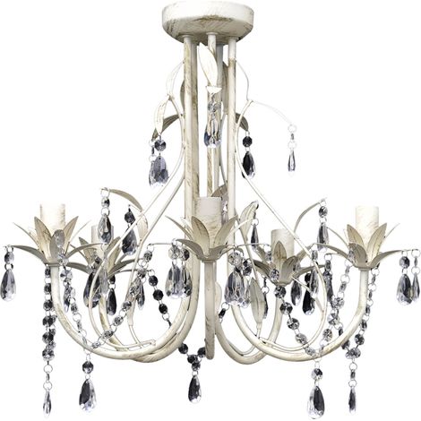 Lámpara colgante de cristal antiguo 42,5 cm blanco 2402018