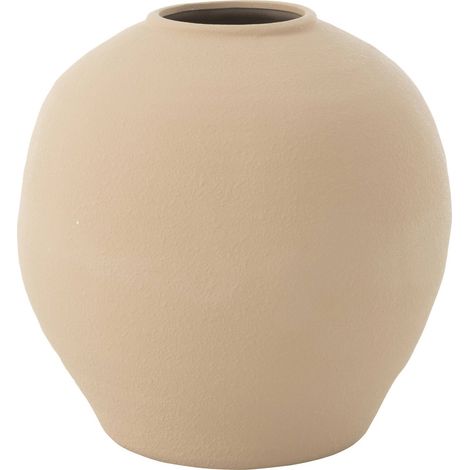Vase rond en argile naturel finition artisanale élégante - Argile naturel beige doux