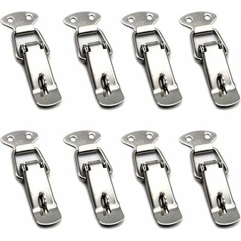 8 Stück Hebelverschluss, gefederter Schnappverschluss, Edelstahl-Kippverschluss für Werkzeugkasten, Schublade, Schrank und Truhe – Silber (1/4)