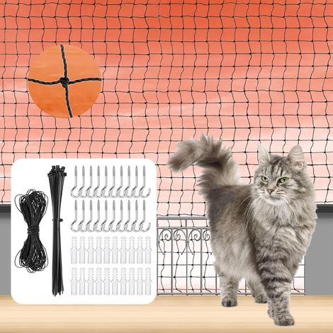 Filet pour Chat pour Balcon, Amélioré Filet de Protection Chat, Résistant Aux Morsures Et à La Déchirure, pour Sécuriser Les Balcons, Terrasses, Fenêtres, Portes (8 x 3 m) (1/5)