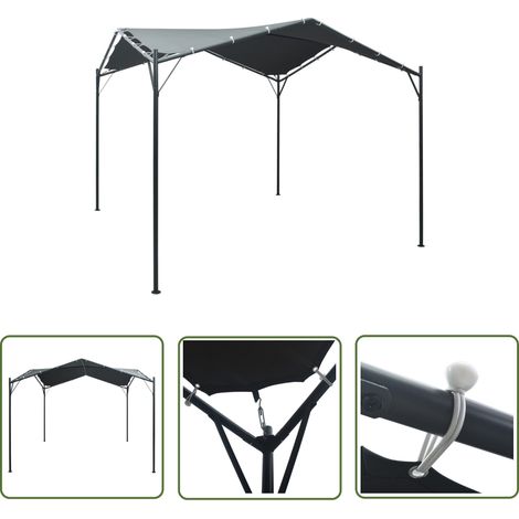 The Living Store Pavilion Partyzelt Überdachung 3x3 m Stahl Anthrazit - Partyzelt - Pavillon - Gartenüberdachung - Outdoor-Zelt - Grillplatzabdeckung (1/5)