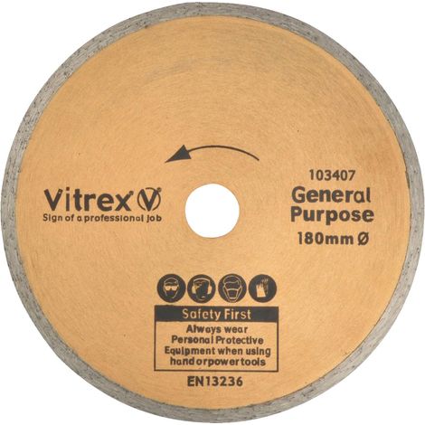 Vitrex Standard Diamond Blade 180mm – High-Performance Cutting Tool for Masonry and Tile Work