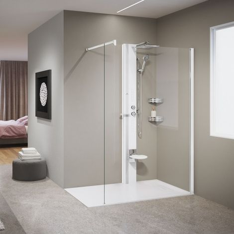 Colonne de douche hydromassante NOVELLINI LINE 1 blanc 215 cm-Blanc-Blanc-- (1/5)
