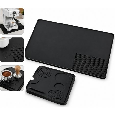 1 Pièce Noir Tapis de Machine à Café en Silicone Antidérapant et Tapis de Tassage 58 x 40 cm 20 x 25 cm 0,57 kg Usage Domestique et Professionnel (1/5)