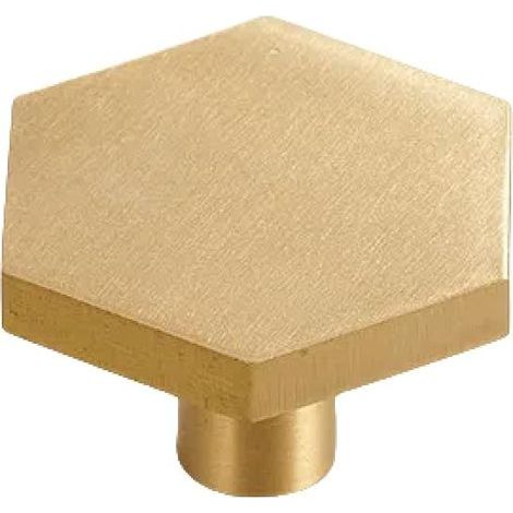 set of 10 brushed brass furniture handles, gold-plated dressing table drawer handles, 30 x 20 mm (hexagonal). (1/5)