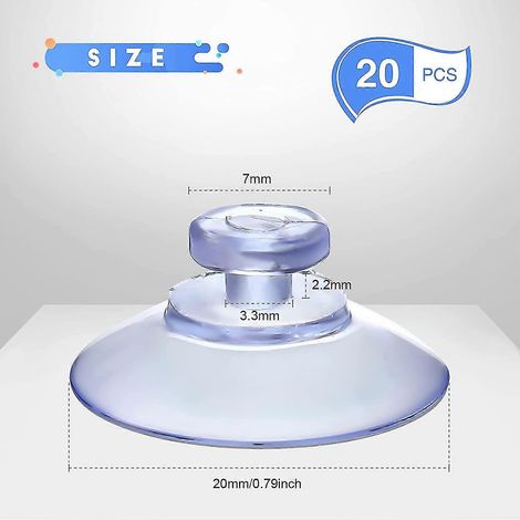 Lot de 20 ventouses de 20 mm en plastique sans crochets pour usage extérieur