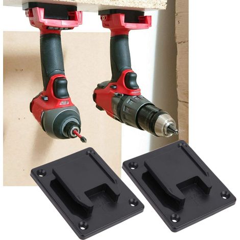 2 Packs de Supports de Porte-Batterie, Porte-Forets pour Perceuse 18v/ 20V, Base de Support de Machine à Outils électriques Noir (1/5)