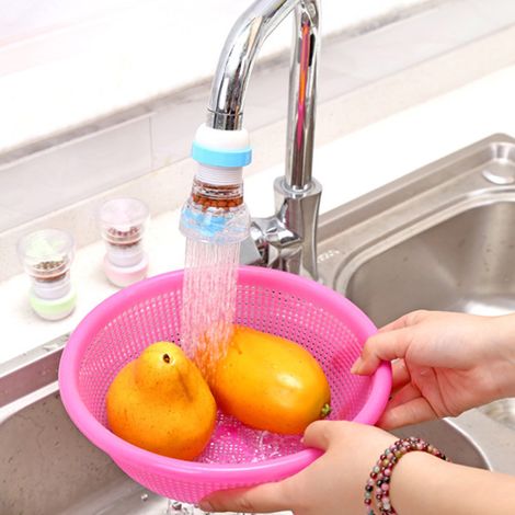 Buse de douche filtrante rotative à 360° anti-éclaboussures (bleue) (1/5)