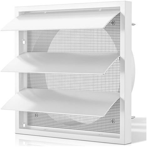 Grille de ventilation blanche à clapet de 100 mm x 140 mm avec moustiquaire intégrée pour climatisation, hotte, abri extérieur, sèche-linge, extracteur d'air, salle de bain, garage (1/5)