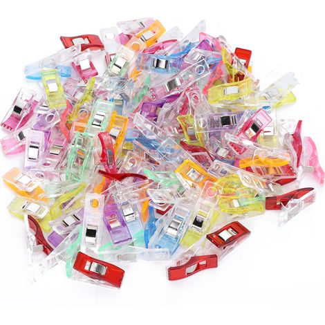 100 pinces à ourlet colorées en plastique, accessoires de couture pour patchwork, avec boîte de rangement
