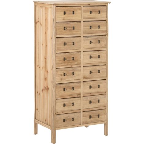 Chiffonnier en Bois 16 Tiroirs "Chamonix" 127cm Naturel (1/5)