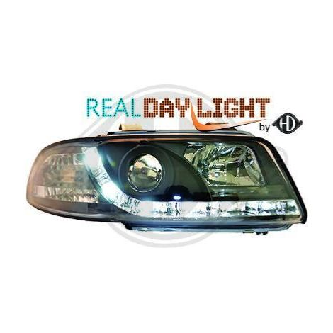 Paire Phares avant Daylight DRL Led Audi A4 B5 Berline 1994 a 1999 Noir-34013584 (1/2)