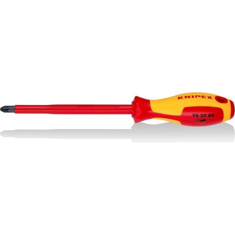 KNIPEX 98 25 03 Giravite per elettricisti per viti con impronta a croce Pozidriv® impugnatura isolante, in materiale bicomponente, collaudato VDE brunita 270 mm