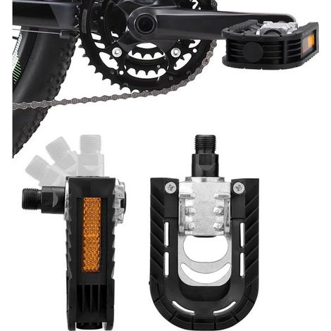 Pédales de vélo pliables Longziming avec réflecteurs – Aluminium et acier – Antidérapantes et peu encombrantes – Filetage 14 mm – Conviennent aux vélos pliants, VTT, vélos de route et BMX (1/5)