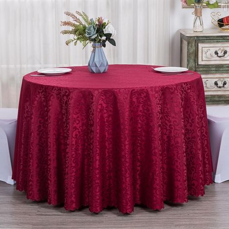 Nappe ronde 160cm Bordeaux en polyester pour table basse et table à manger