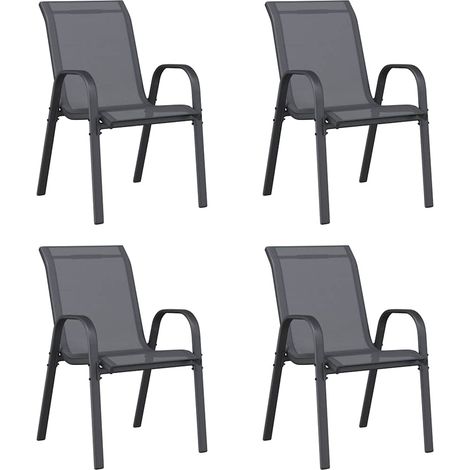 Maison Exclusive - Stapelbare Gartenstühle 4 Stk. Grau Textilene (1/5)