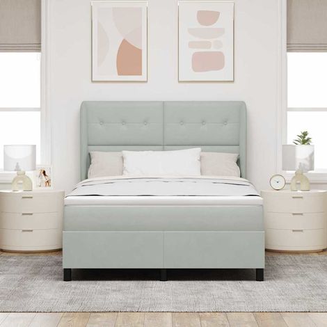 Cama tipo Box Spring Manual Gris Claro 200 x 160 cm Terciopelo (1/5)