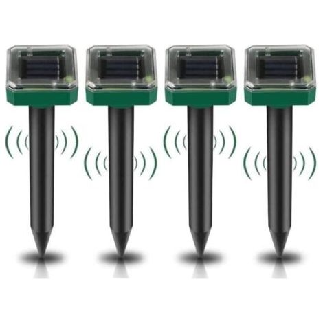 4-facher Ultraschall-Solar-Maulwurfvertreiber, Solar-Maulwurfvertreiber für den Außenbereich mit Kombination aus Schall und Vibrationen, hält Maulwürfe fern (1/5)