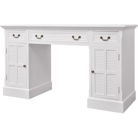 Scrivania a Doppia Colonna Bianca 140x48x80 cm vidaXL