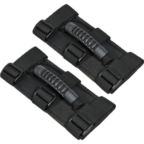 Paquete de 2 asas compatibles con Jeep Wrangler JK, diseño de 3 correas, fácil de instalar (negro) (1/5)
