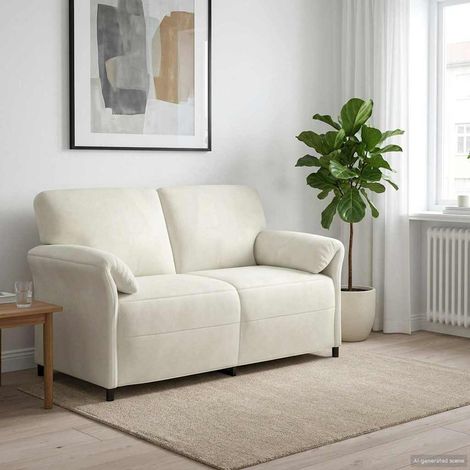 Sofá de 2 Plazas Crema 158 x 83 x 95 cm Terciopelo