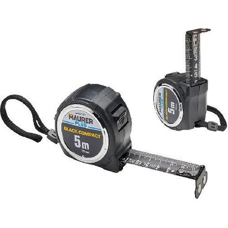 FLESSOMETRO MAURER PLUS "BLACK-COMPACT" NERO 5MT 25MM - CF. IN BLISTER