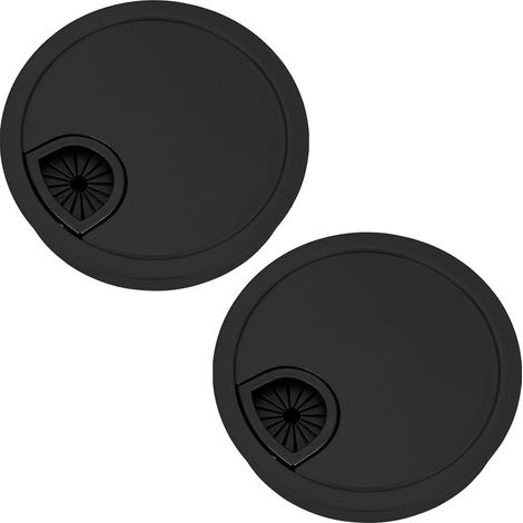 2 Stück Kabeldurchführungsabdeckungen, Kabeltüllen für Schreibtische, 80-mm-Kabeldurchführungen für Schreibtische, Kabeldurchführungen für Büros, Schreibtische und Arbeitsplatten – Zinklegierung (Schw (1/5)