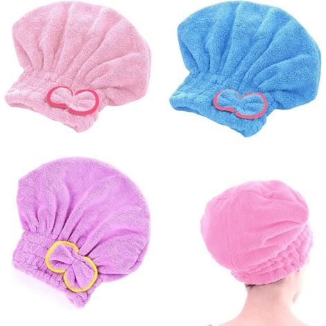 3er-Pack schnelltrocknende Haarhandtücher, Mikrofaser-Wickelturbane, super saugfähig für Damen (1/4)