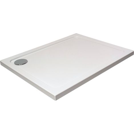 White Rectangular Stone Resin Premium Shower Tray with Corner Waste Position, 1000 x 900 mm - Balterley