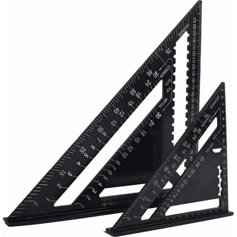 CCYKXA 7'' and 12'' Multi-function Carpenter Square, Aluminum Metal Triangle Ruler Square Marking Gauge Protractor Angle Guide 45 90 Degrees/Carpenter Tools/Wood Carpentry Guide Tracing Tool