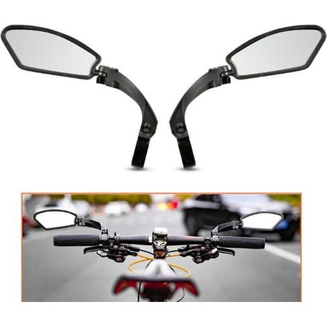 Lot de 2 rétroviseurs de guidon de vélo neufs, haute définition, antidéflagrants, en verre clair, réglables et pivotants, rétractables. (1/5)